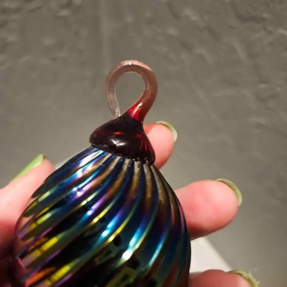 Iridescent Hand Blown Glass Swirl Ornament